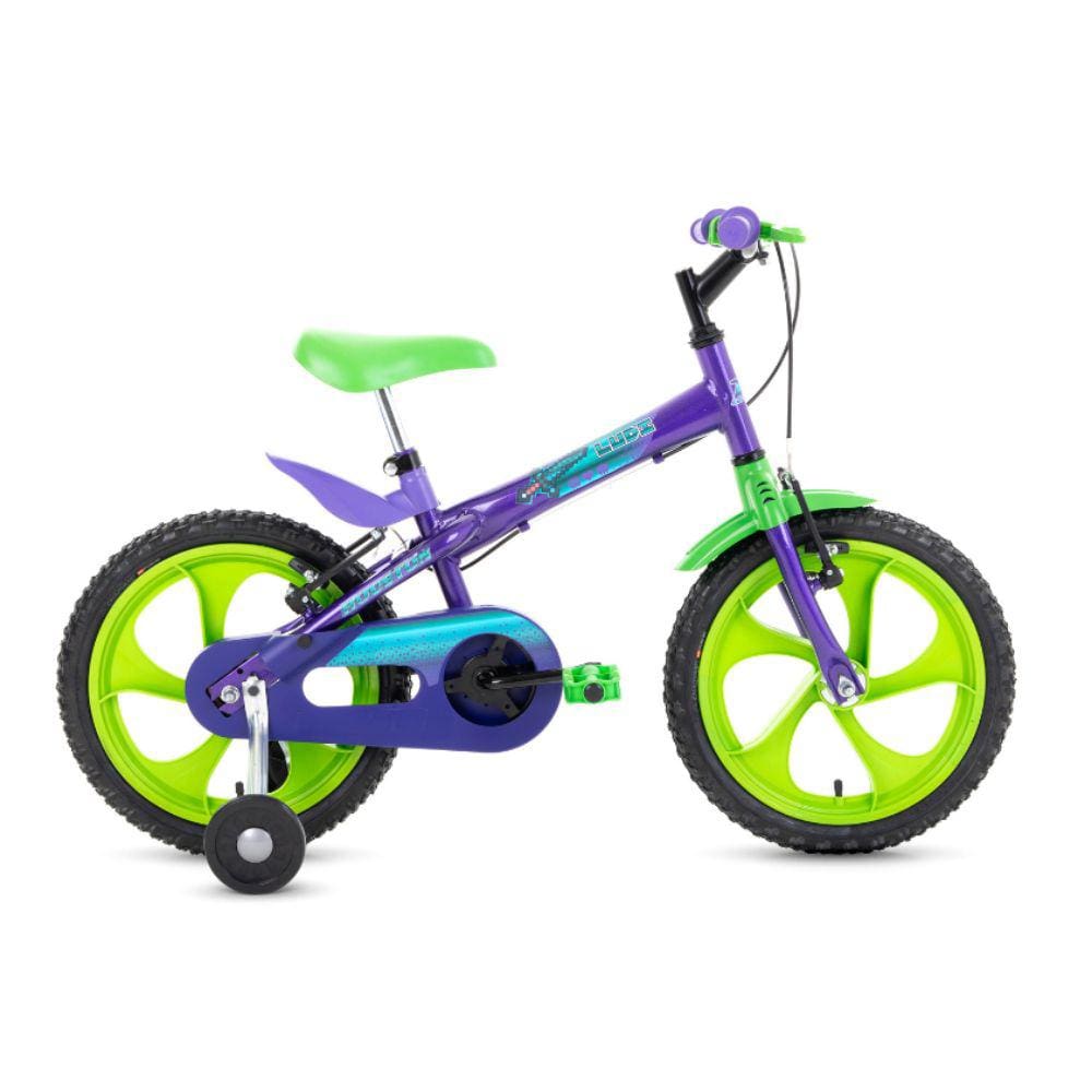 Bicicleta Infantil Aro 16 Houston Ludi Com Rodinha Criança Cor Roxo