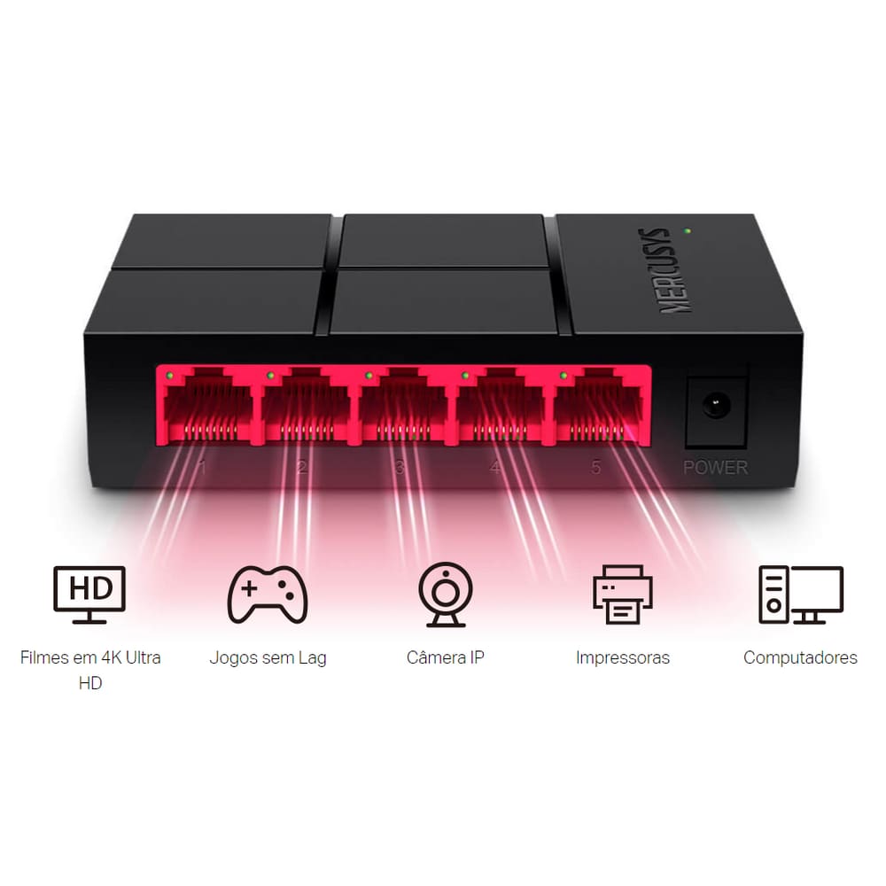Switch De Mesa Gigabit 5 Portas 10/100/1.000 Mbps - Ms105g