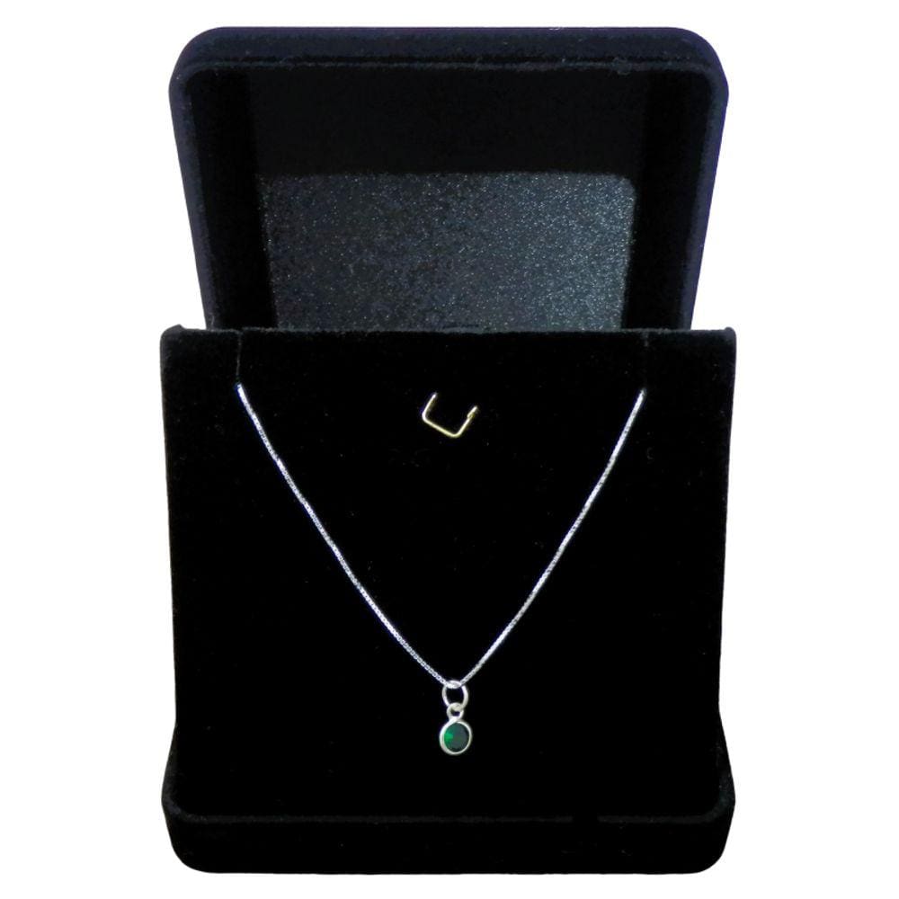 COLAR DE PRATA 925 PONTO DE LUZ 45cm REDONDO VERDE
