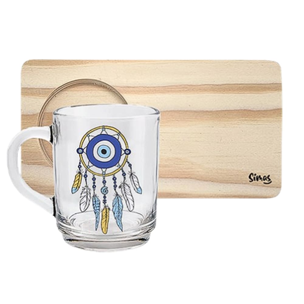 Caneca de Vidro com Suporte de Madeira - Filtro dos Sonhos