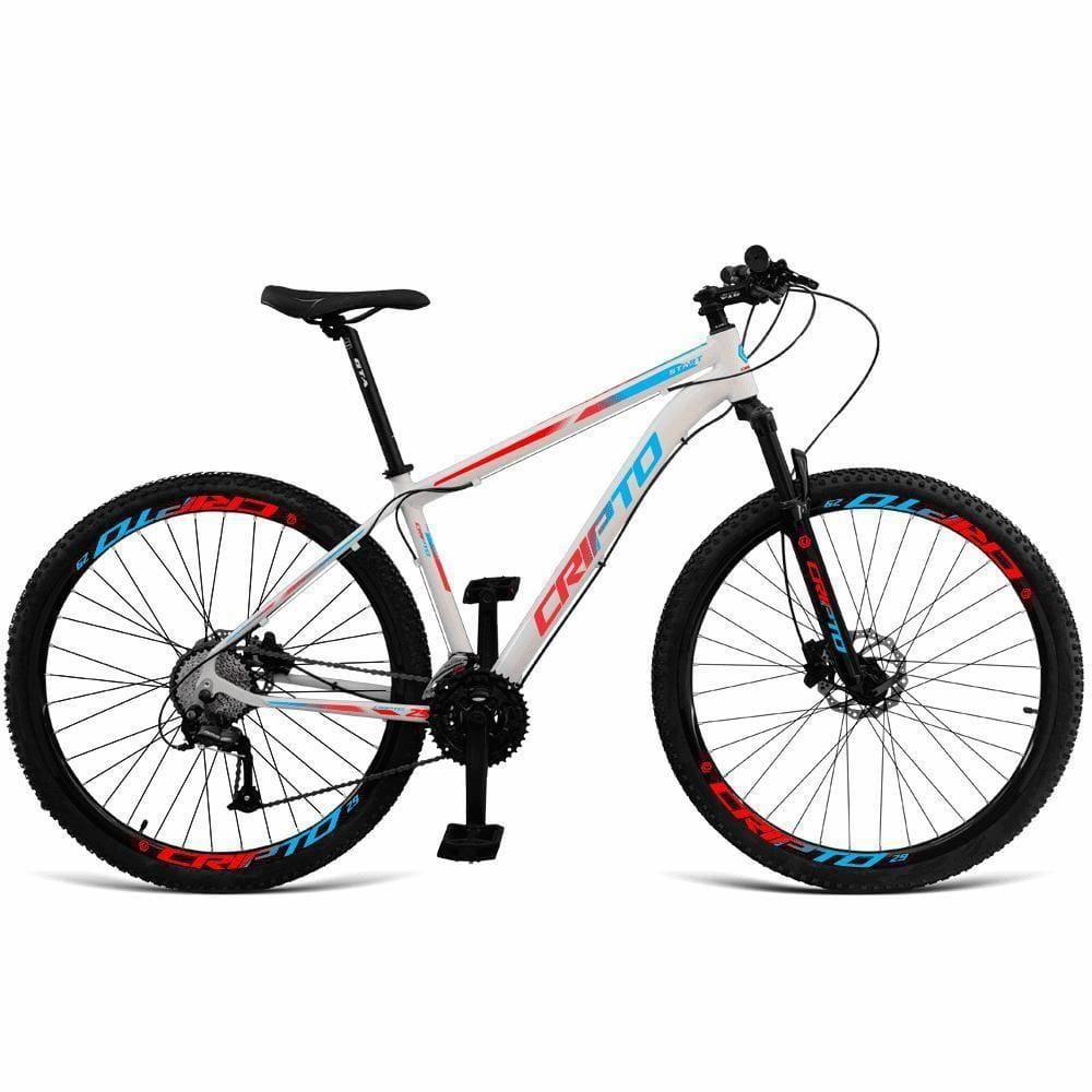Bicicleta Aro 29 21 Marchas Freio Disco E Suspensão Brancoazul E Vermelho 15\" Brancoazul E Vermelho