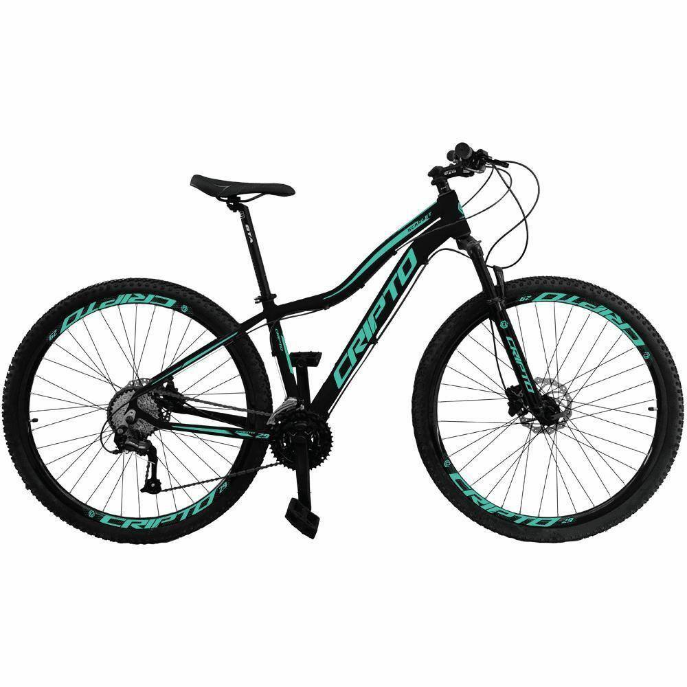 Bicicleta Aro 29 Cripto 24v Shimano Fr. Hidraulico Trava-k7 - Preto-verde - 15" Preto-verde