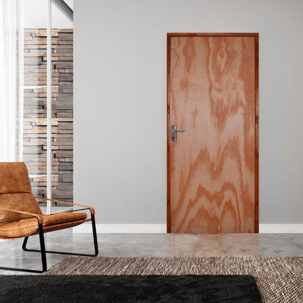 Kit Porta de Madeira 210x70cm Batente 11cm Fechadura Alavanca Rodam Mescla