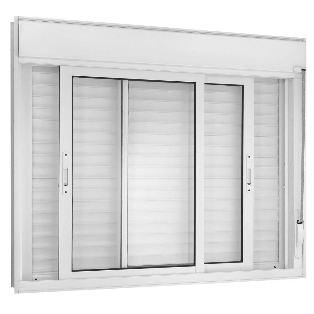 Janela De Correr 2 Folhas Móveis com Persiana Integrada 120x150cm Black Out Vidro Liso Topsul Esquadrisul Branco
