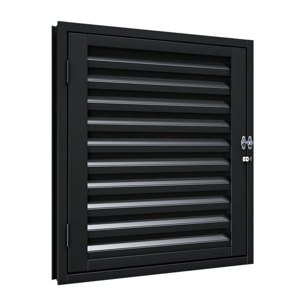 Porta de Aço de Giro para Alçapão com Porta Cadeado 80x60cm Aço Pronto Riobras Preto