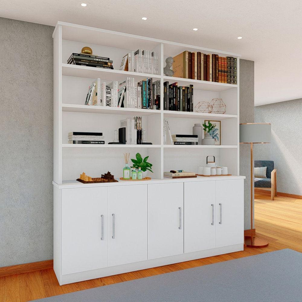 Estante de Livros 5 Portas 8 Prateleiras Branco Foscarini Branco