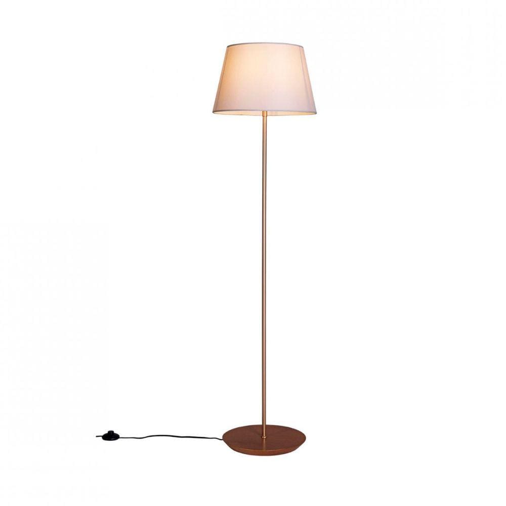 Abajur de Chão 163cm Cúpula Algodão Cru Slim Madelustre Castanho e dourado