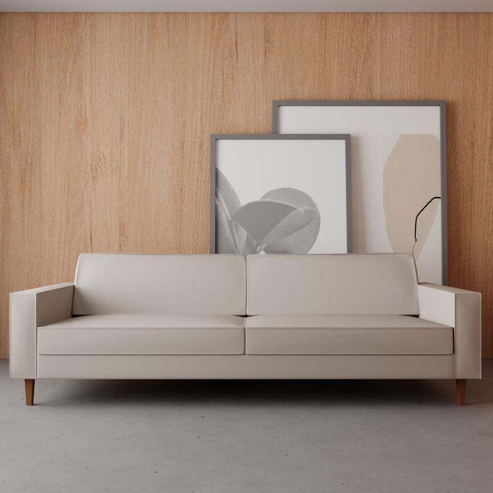 Sofá 4 Lugares Square Neo Bege/Cinza Claro