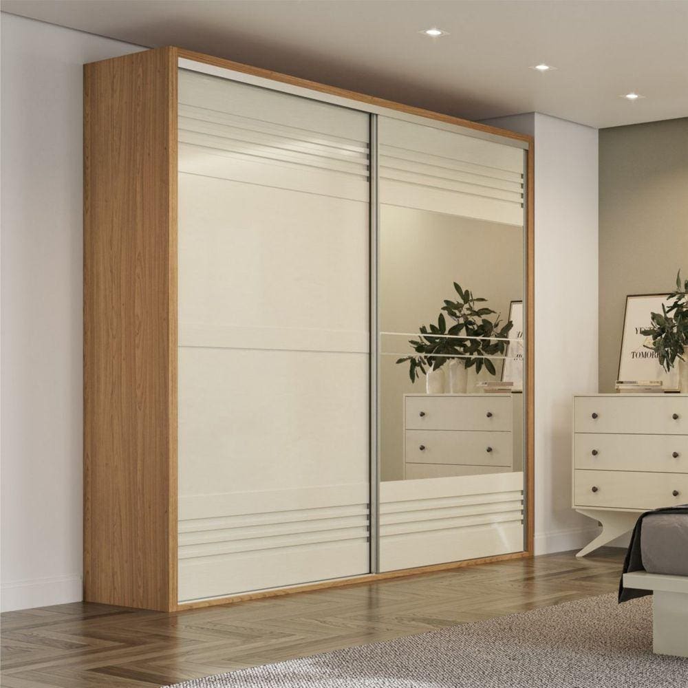 Guarda-Roupa Solteiro 2 Portas 2 Gavetas 222,8cm Dalla Costa Freijó/Off White