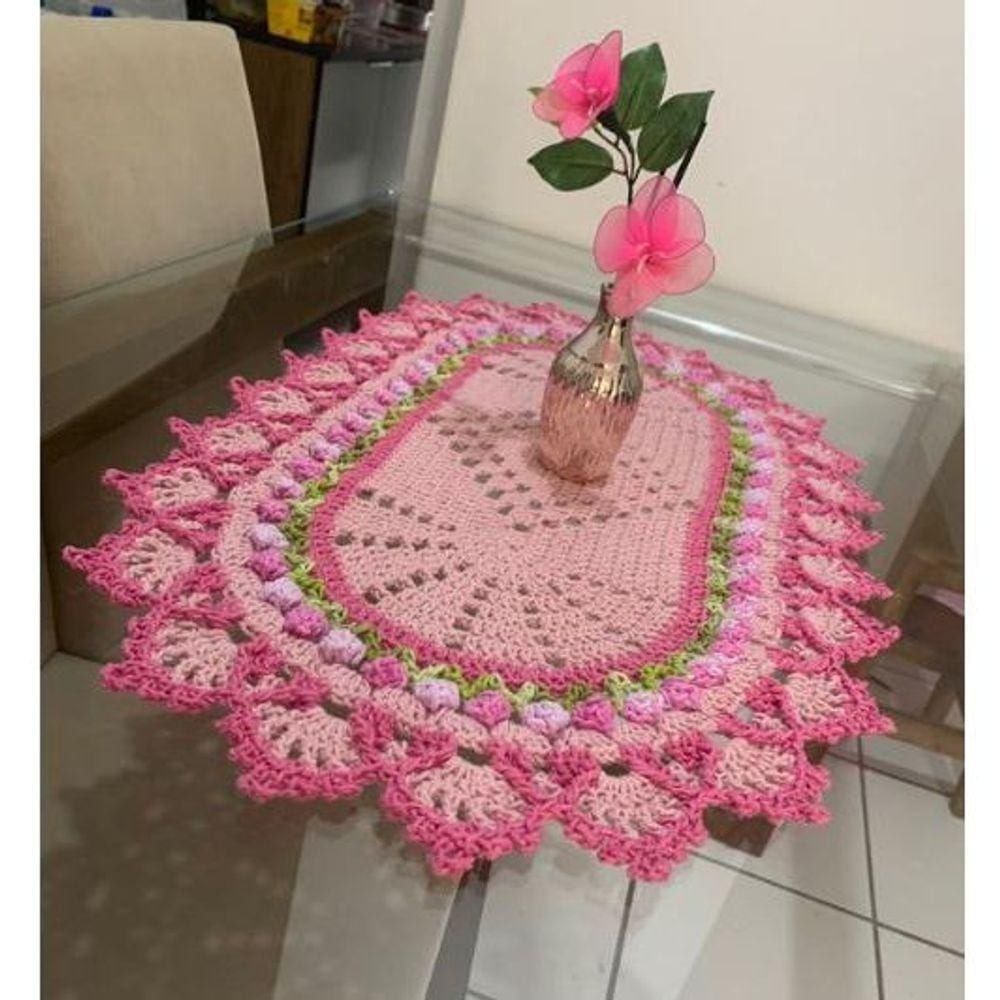 centro de mesa túlipas Toalha de mesa Crochê / Decoração Casa
