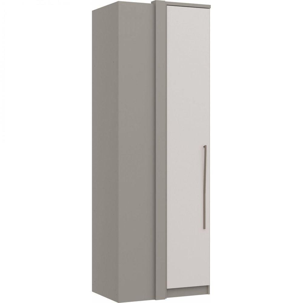 Guarda-Roupa de Canto Reto 1 Porta Elegance Móveis Castro Niquel/Blanc