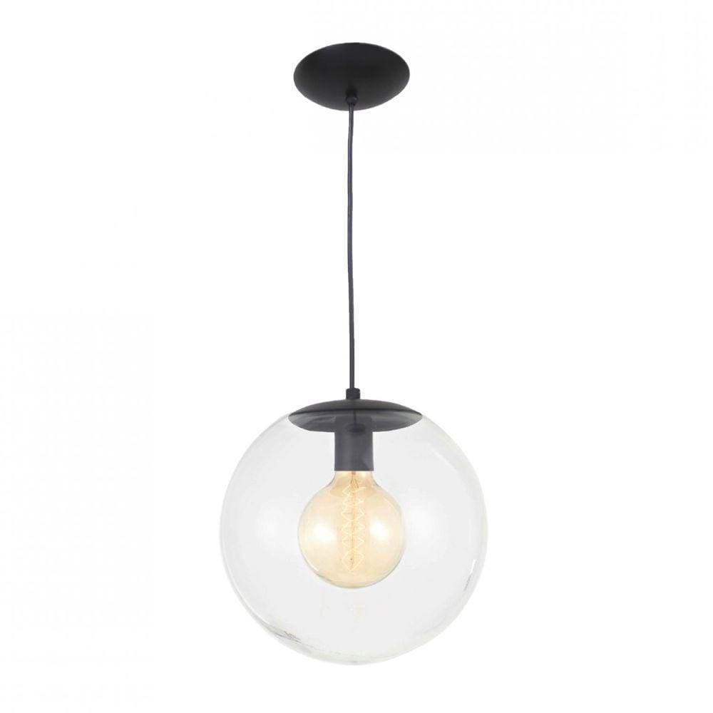 Pendente Esférico Bivolt 35cm Esphera Madelustre Preto/Transparente