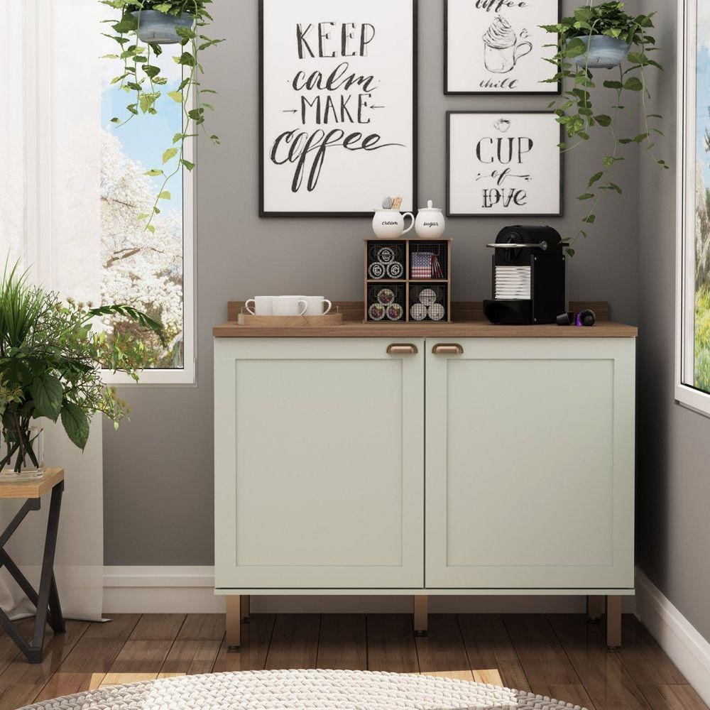 Balcão Cantinho do Café Tampo MDF Iluminata Genialflex Verde Mint/Ébano