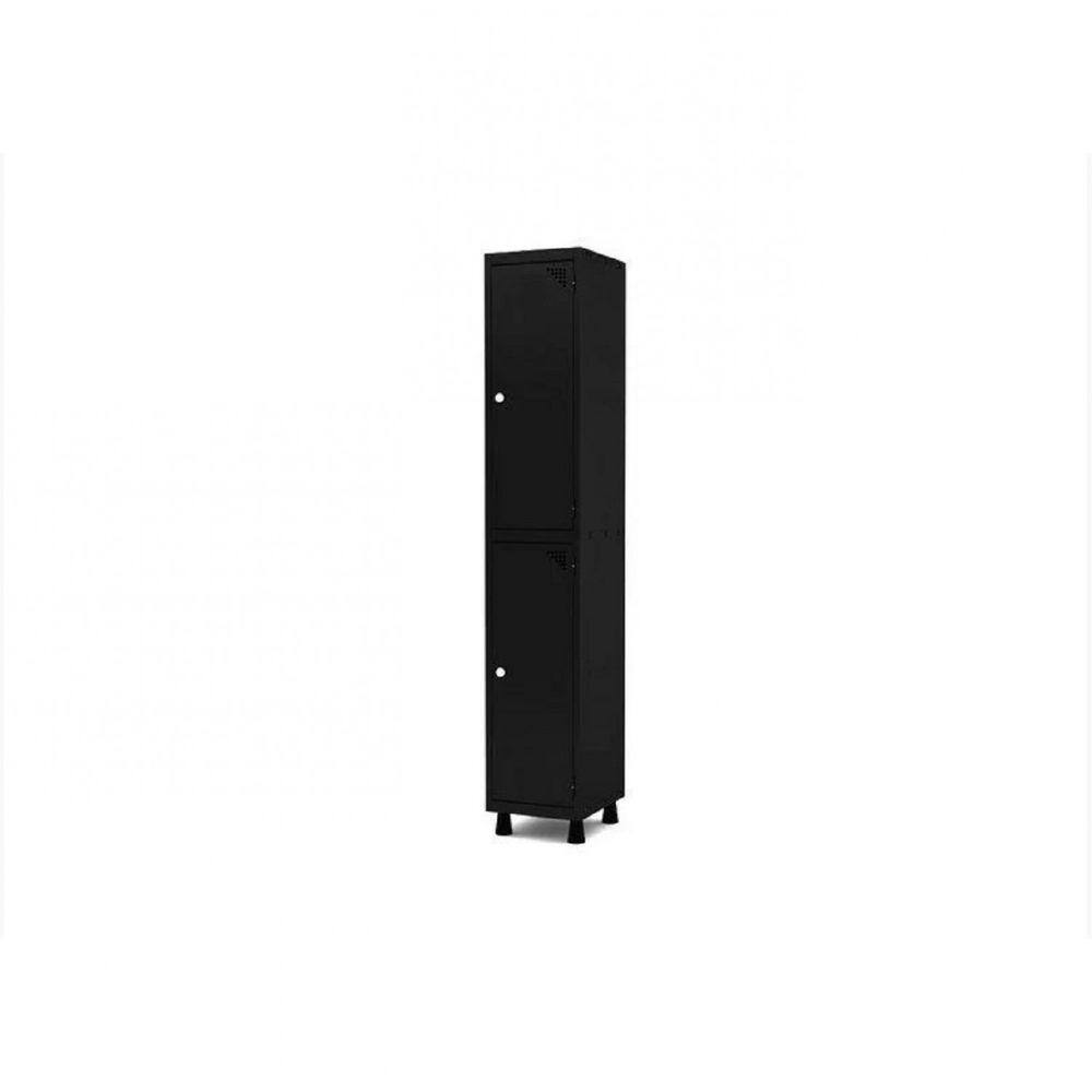 Armário Guarda Volume Locker Roupeiro 2 Portas Aço GRP 501/2 Pandin Móveis Preto