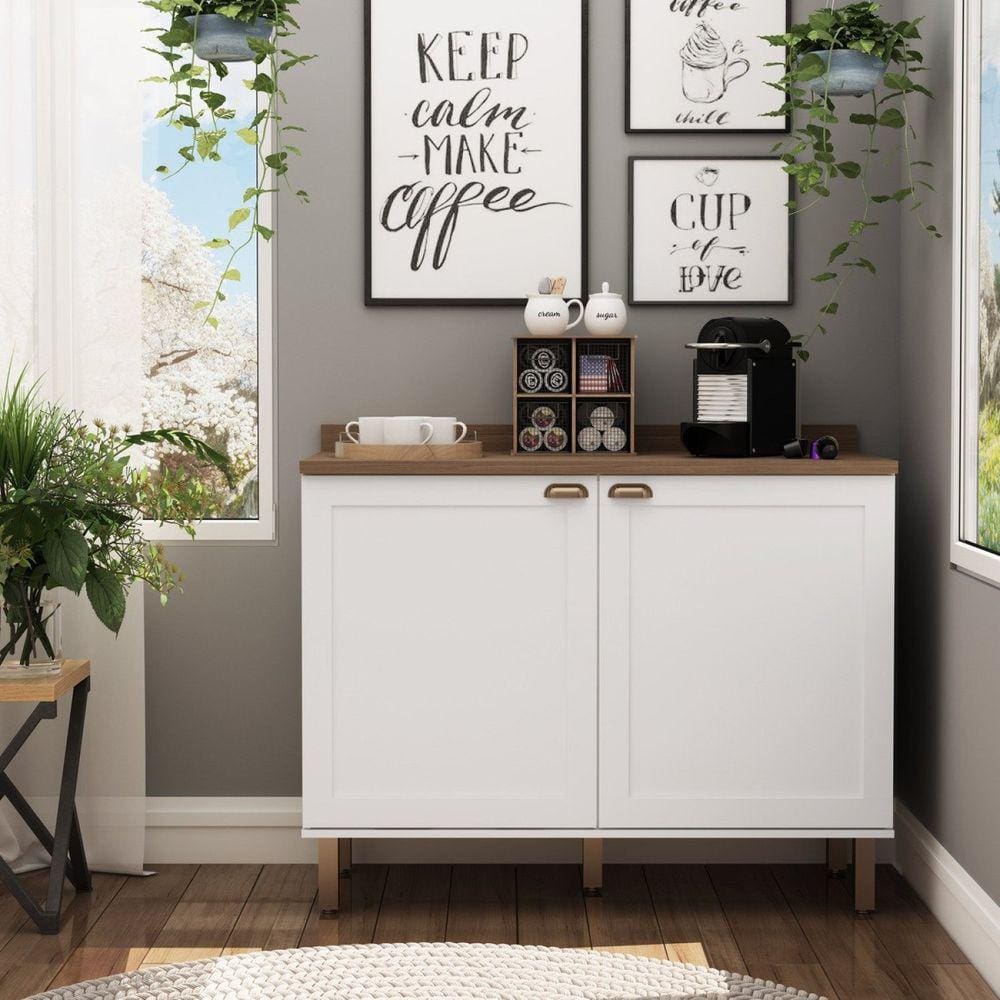 Balcão Cantinho do Café Tampo MDF Iluminata Genialflex Branco/Ébano