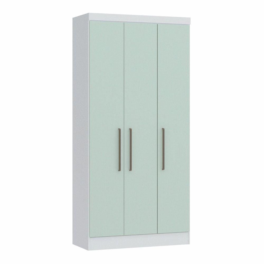 Guarda Roupa Modulado 3 Portas 2 Gavetas Infinity Móveis Castro Branco Line/Pistache Line