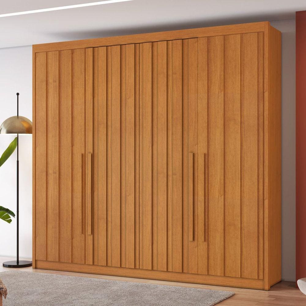 Guarda-roupa Casal 4 Portas Ripadas 4 Gavetas Grécia Cinamomo