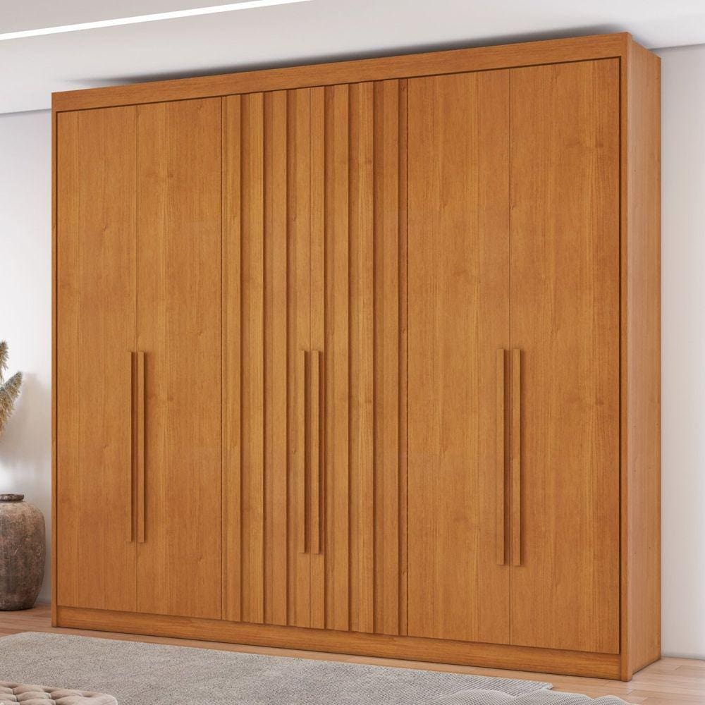 Guarda Roupa 6 Portas com 2 Portas Ripadas 8 Gavetas Grécia Cinamomo