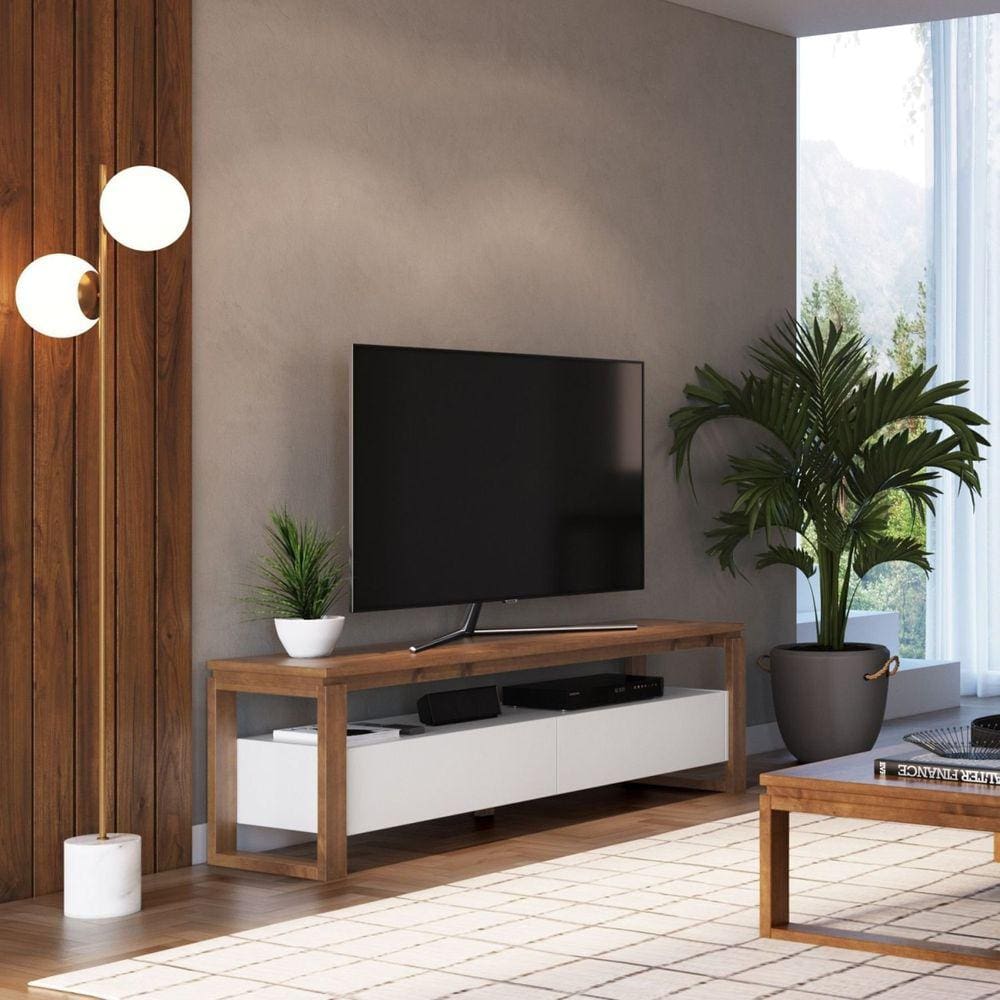 Rack para TV até 60 Polegadas 140cm 2 Gavetas Craft Artemobili Branco/Garapa