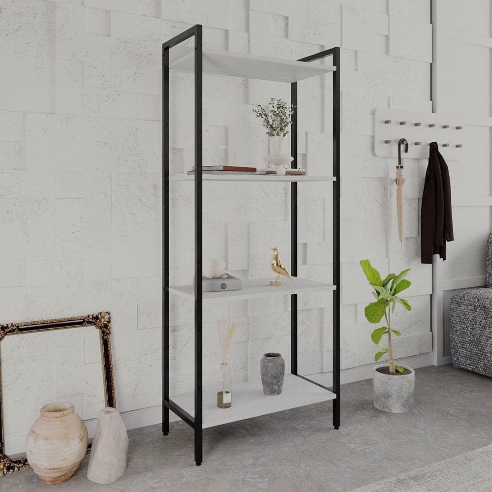 Estante para Livros Industrial Aço Multiuso 4 Prateleiras 146x60cm Active Yescasa Branco Chess