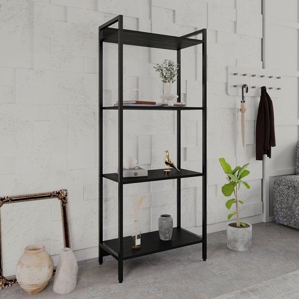 Estante para Livros Industrial Aço Multiuso 4 Prateleiras 146x60cm Active Yescasa Preto Onix