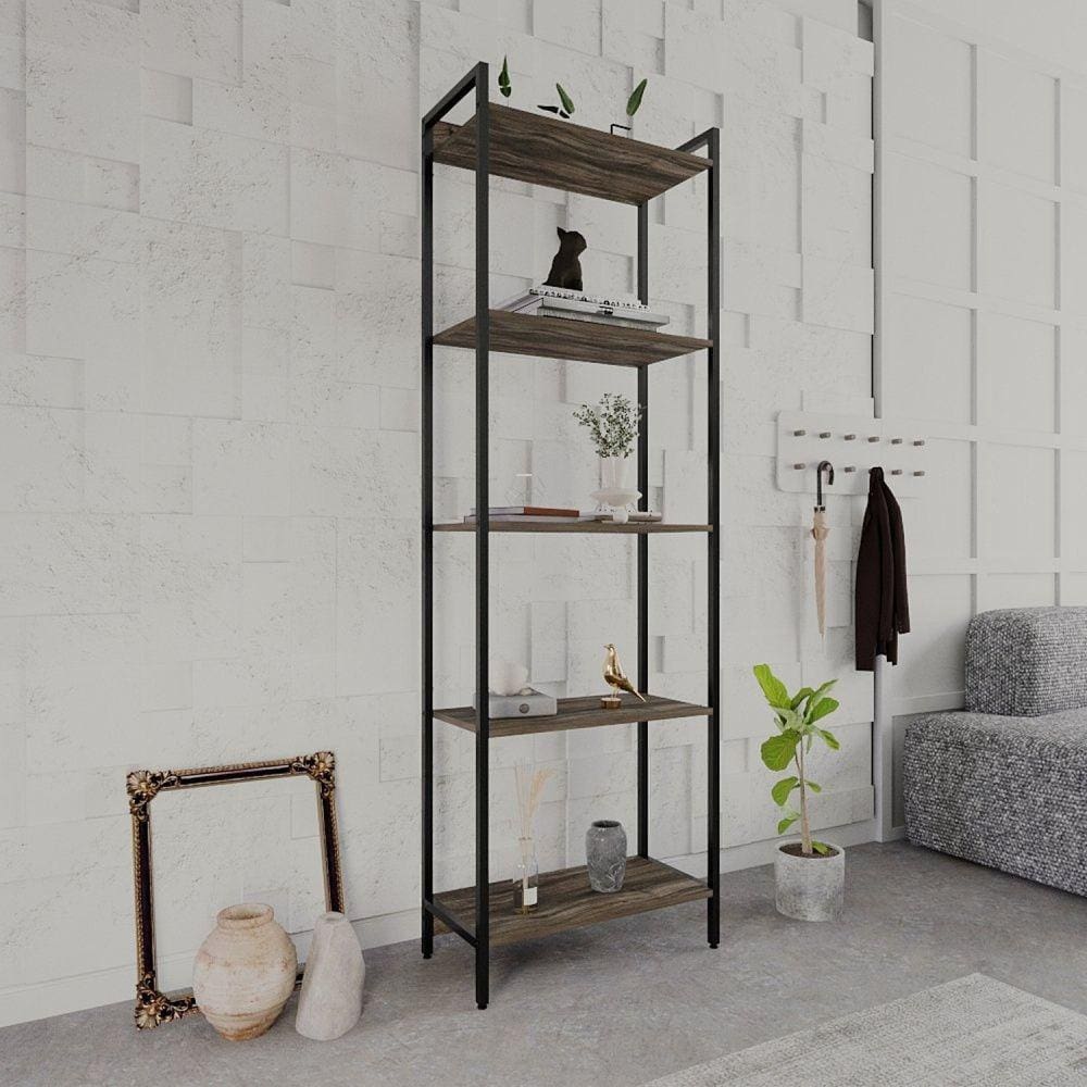 Estante para Livros Industrial Aço Multiuso 5 Prateleiras 187x60cm Active Yescasa Carvalho Dark