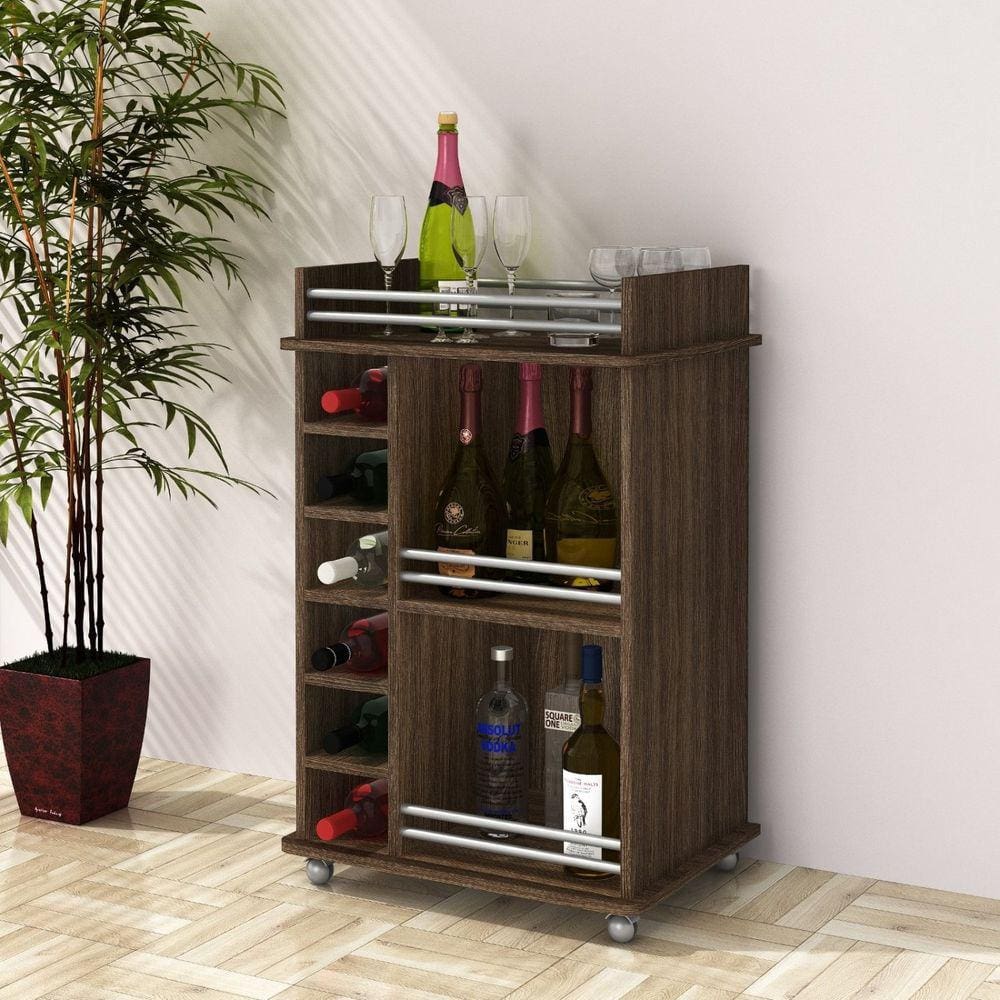 Adega Bar para 6 Garrafas 3 Prateleiras Ibiza DJD Móveis Carvalho