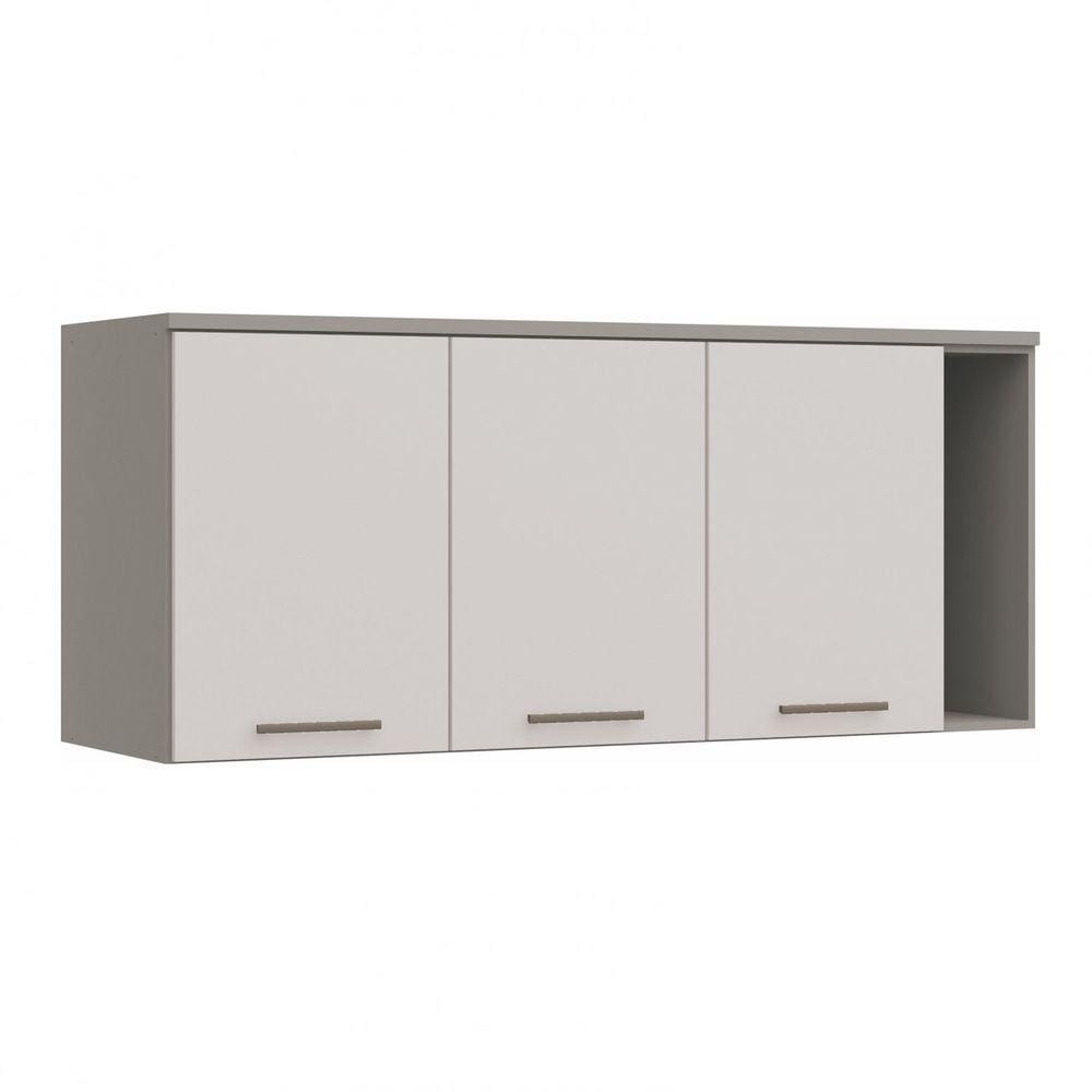 Ponte Modulada Queen 3 Portas Elegance Móveis Castro Niquel/Blanc