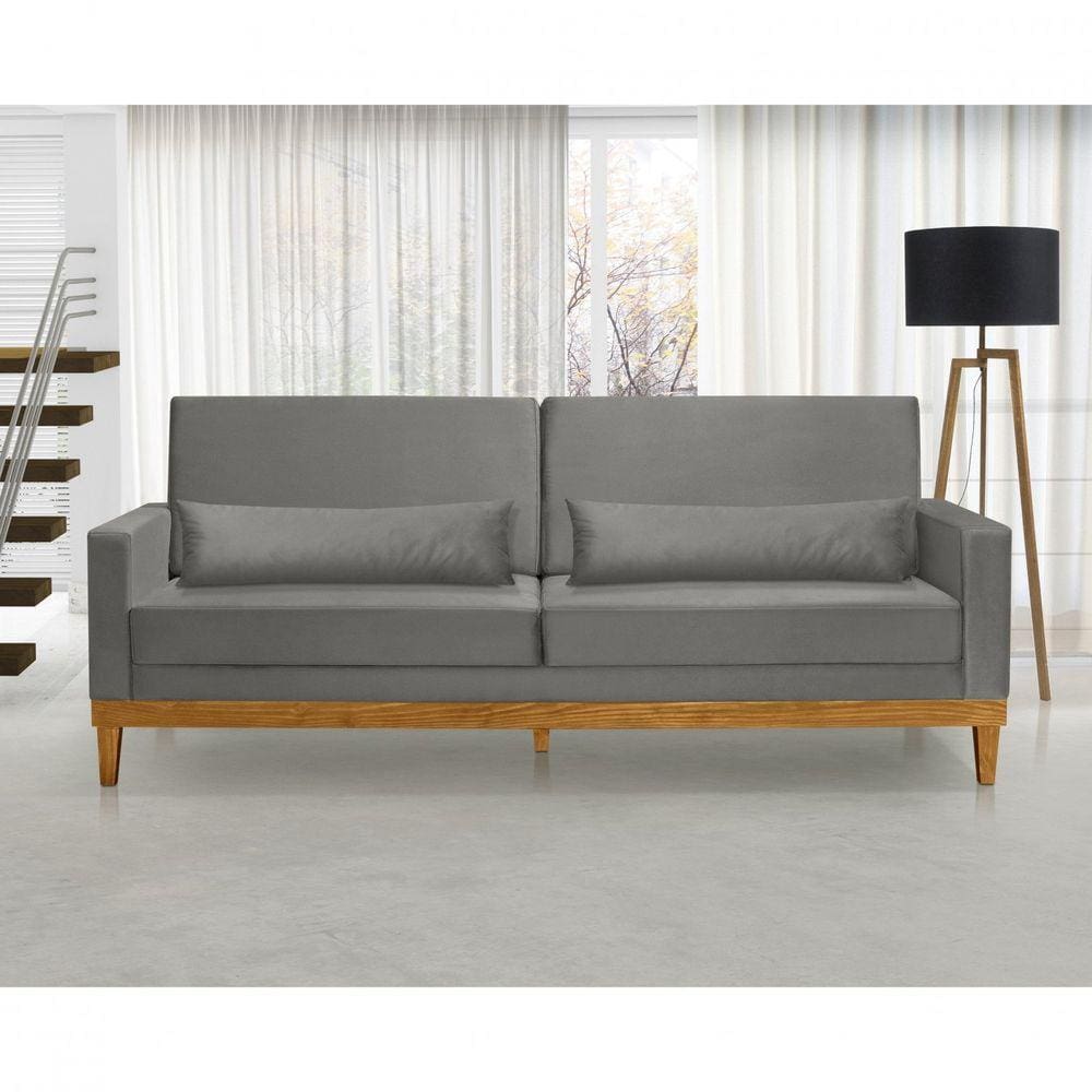 Sofá Living 3 Lugares Julie 200cm Nabas Estofados Cinza