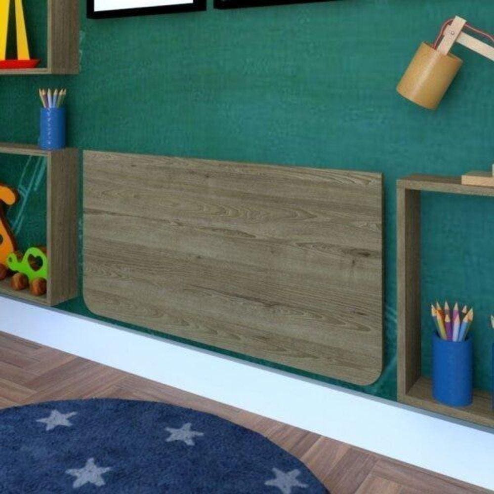 Mesa Infantil Dobrável 60cm Canto Arredondado Carvalho