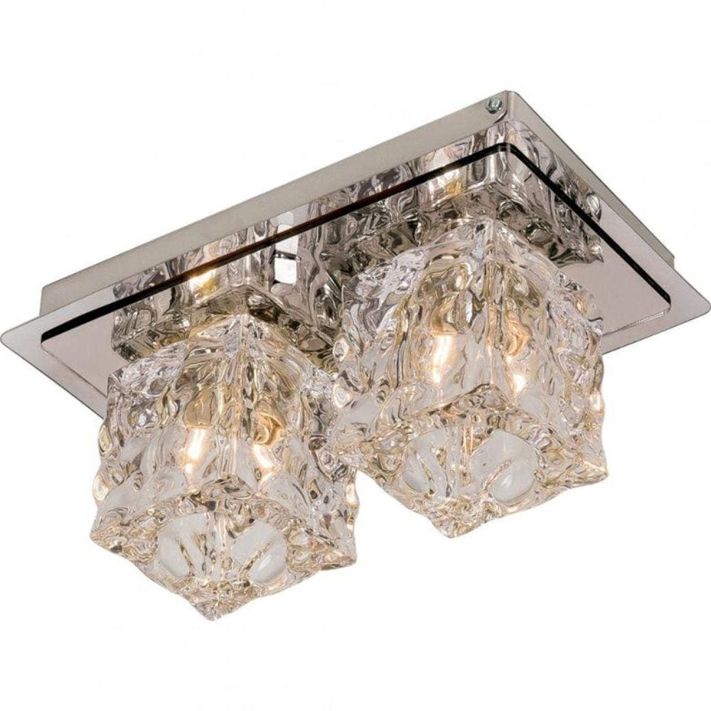 Plafon Inox 2 Luzes 21,9x12,5cm Frost GPFT2102IXPF Bronzearte Transparente