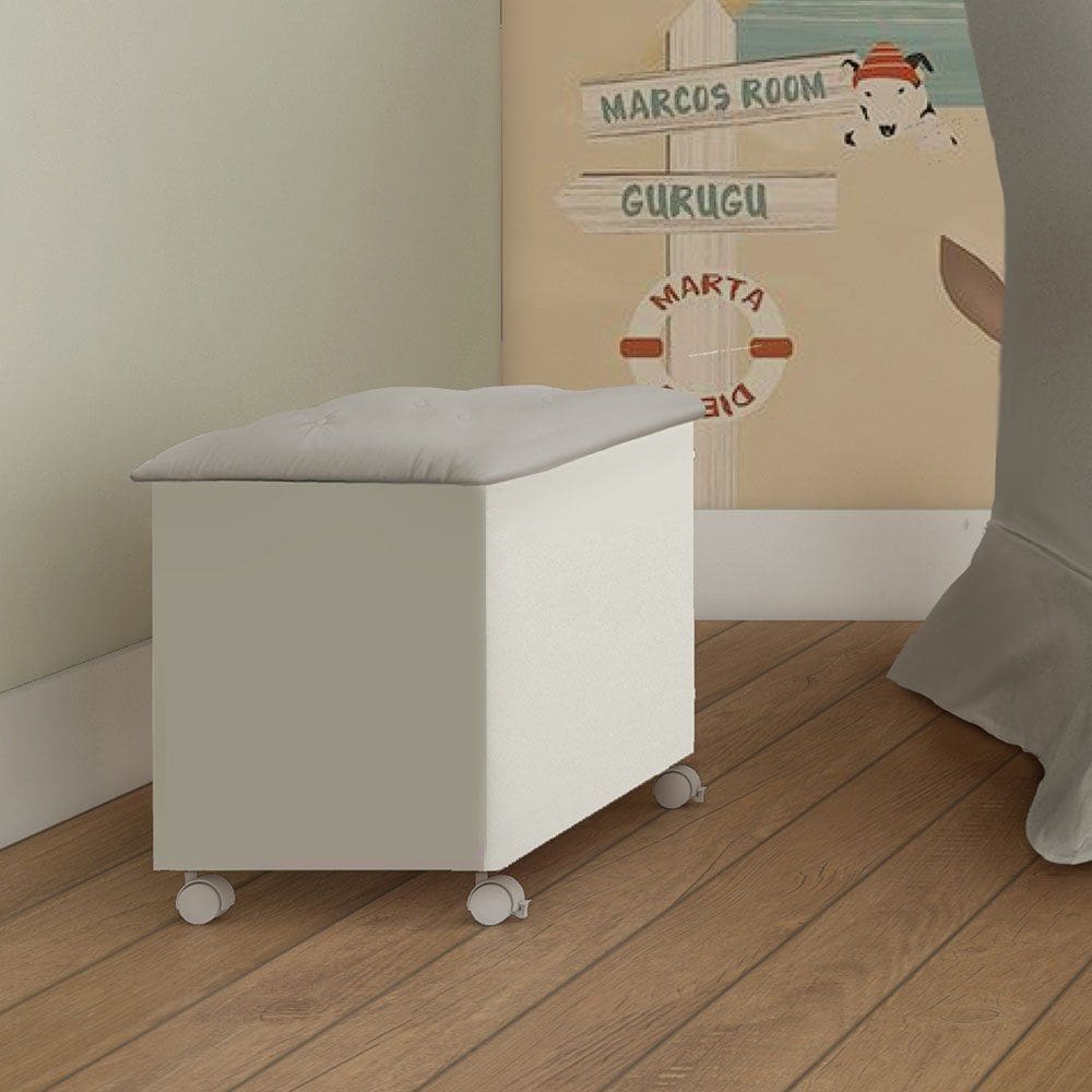 Baú com Tampo Basculante Estofado Elô Móveis Peroba