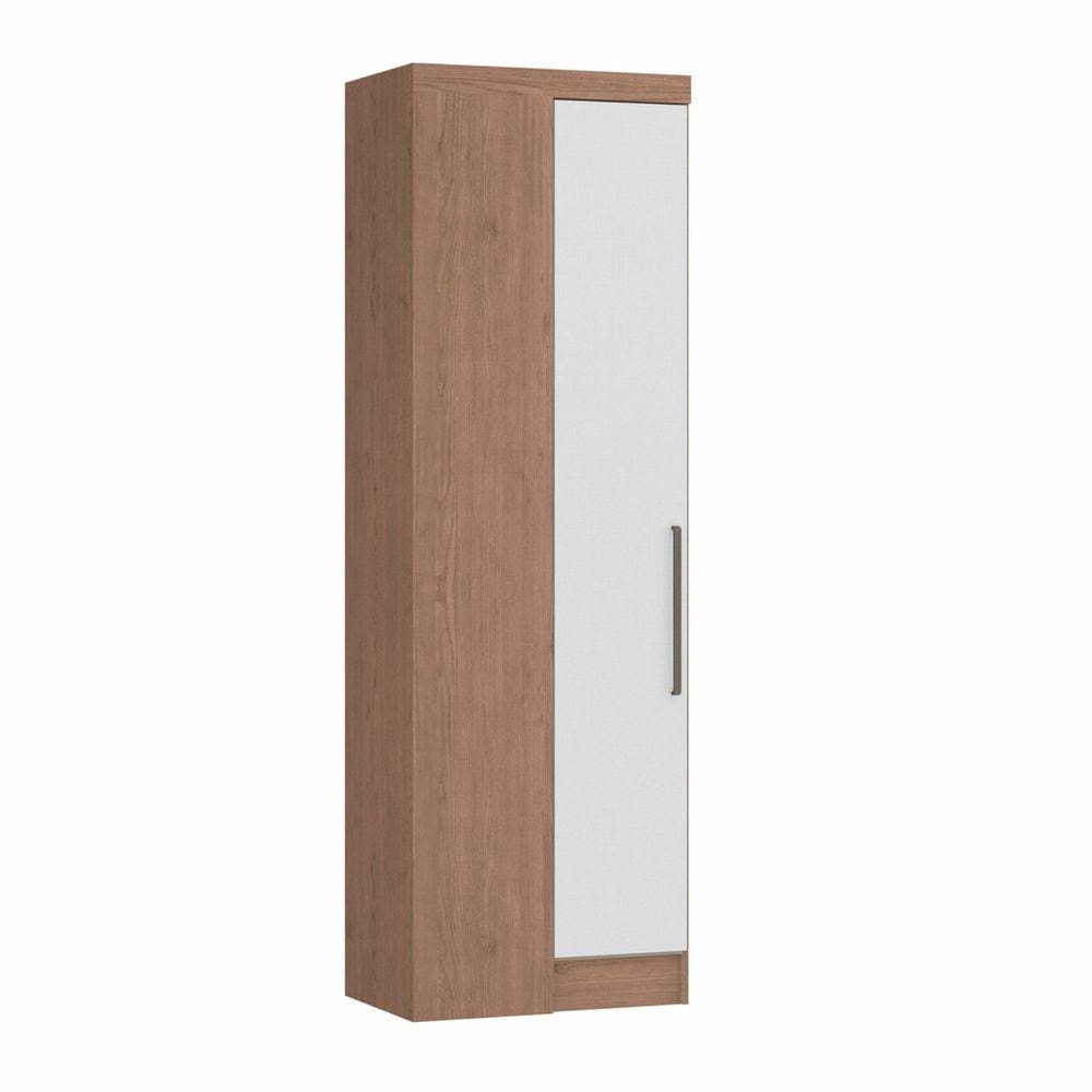 Módulo de Canto Reto 1 Porta Infinity Móveis Castro Macadâmia/Branco Line