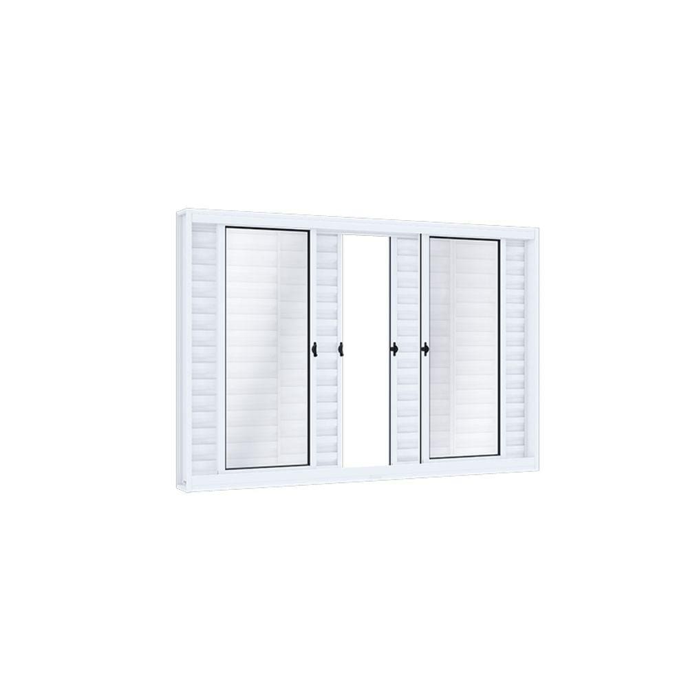 Janela de Aço Veneziana 100x200cm 6 Folhas com Vidro Riobras Branco