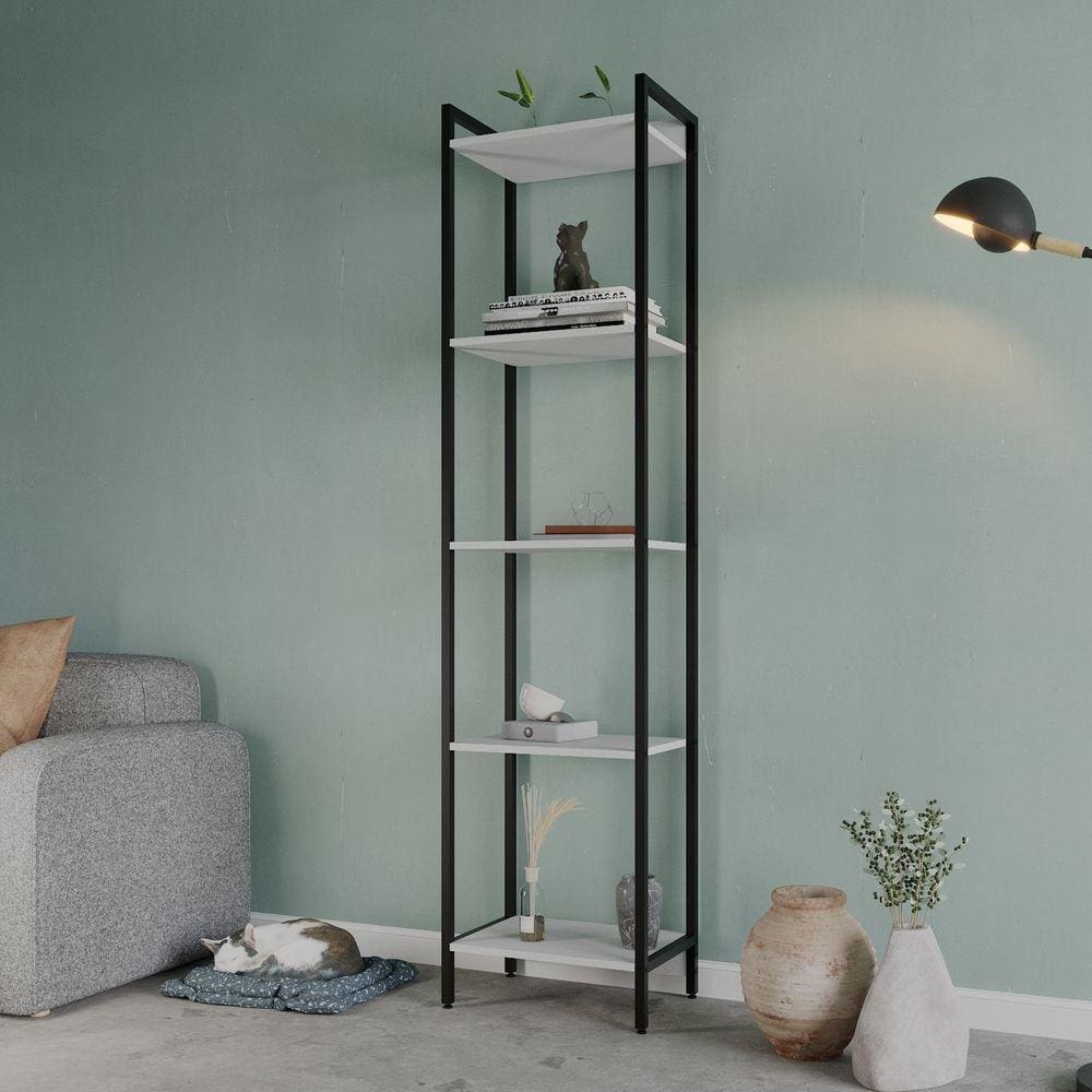 Estante para Livros Industrial Aço Multiuso 5 Prateleiras 187x45cm Active Yescasa Branco Chess