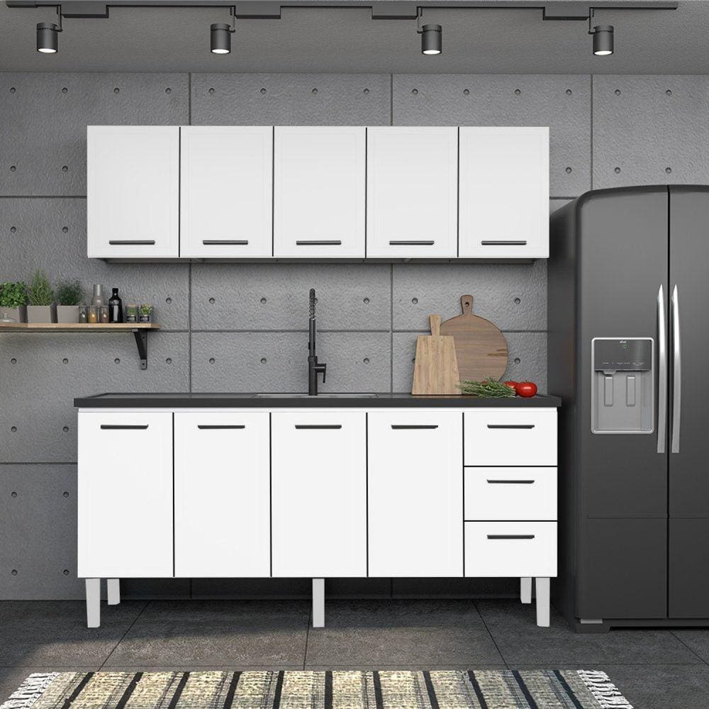 Armário Aéreo de Cozinha em Aço 200cm 5 Portas Vênus Cozimax Branco