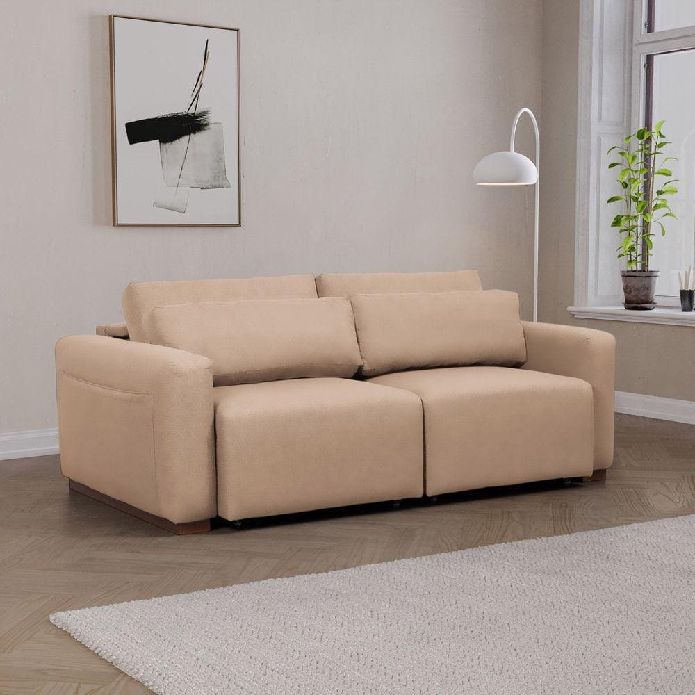 Sofá Essence Retrátil 2 Lugares 180cm Tecido Pet Friendly CabeCasa MadeiraMadeira Bege