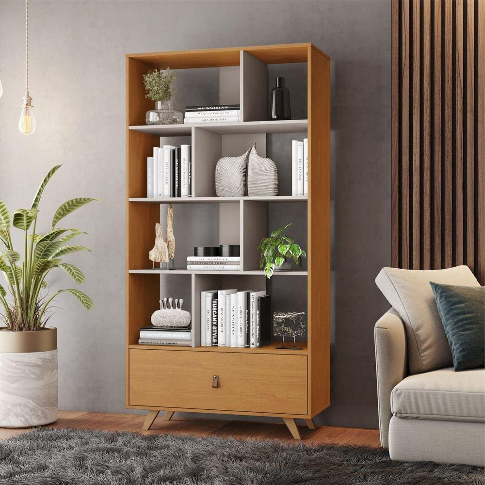 Livreiro Office 1 Gaveta Giga JCM Móveis Cinamomo/Off White