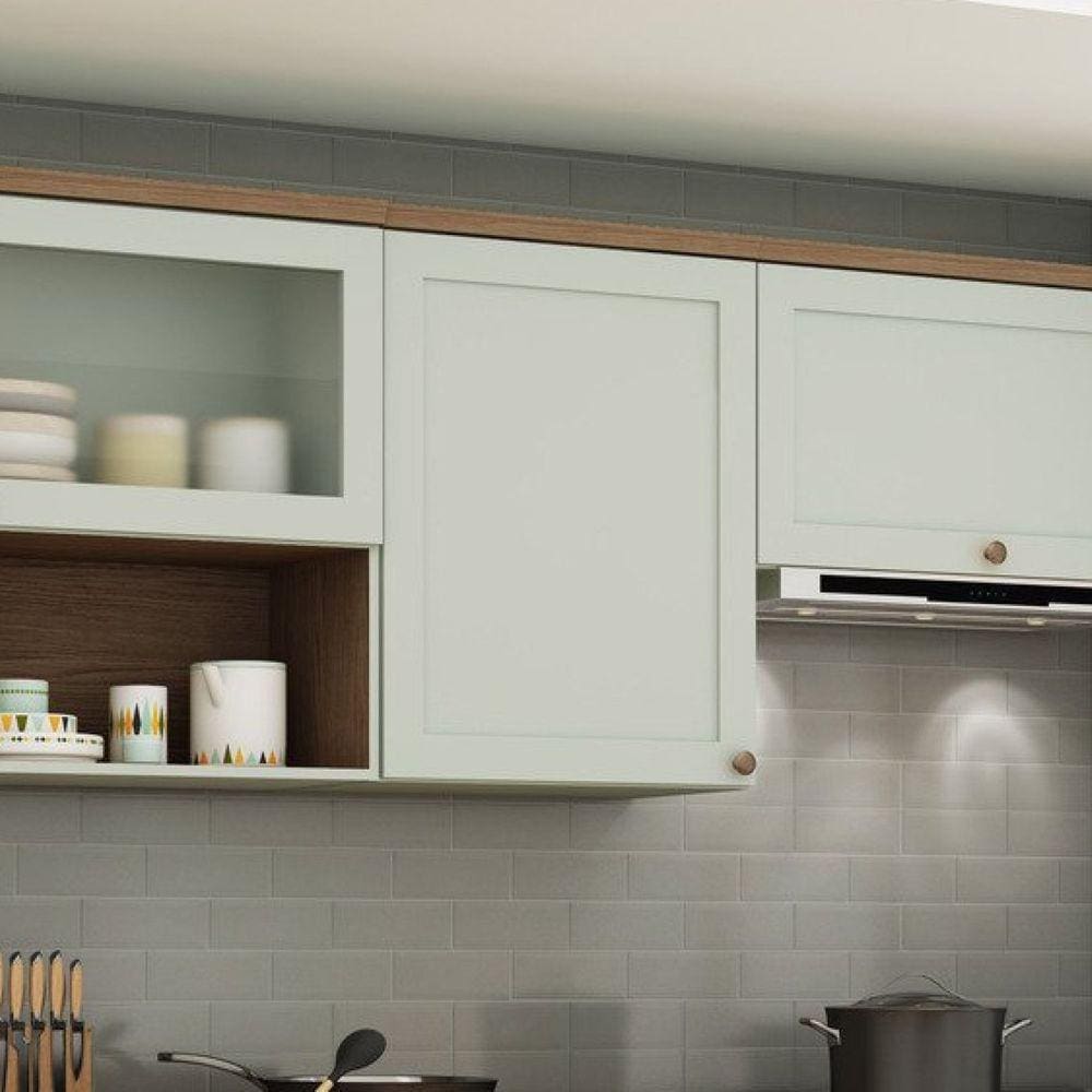 Armário Aéreo Para Cozinha 1 Porta Provençal Iluminata Genialflex Verde Mint