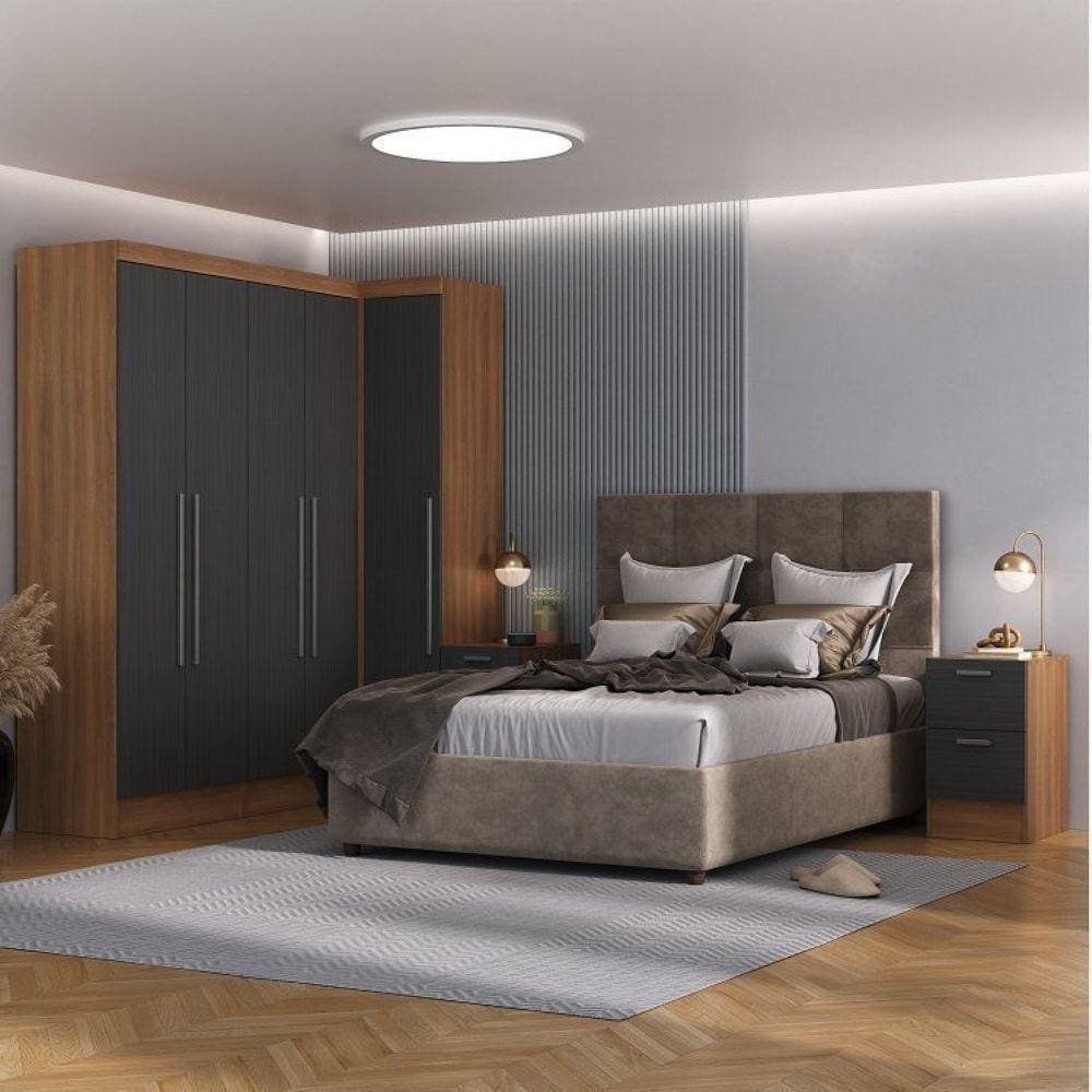 Guarda-Roupa Modulado Viena 5 Portas 8 Gavetas 5 Peças Espresso Móveis Nogal/Grafite