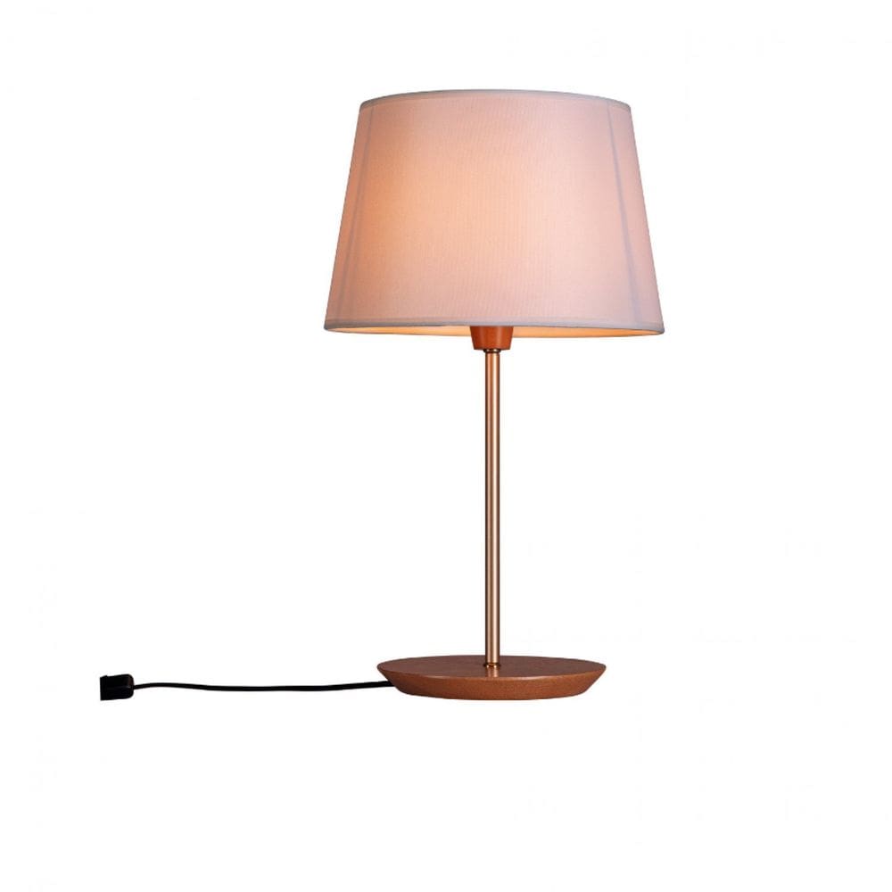 Abajur de Mesa 45cm Cúpula Algodão Cru Slim Madelustre Castanho/Dourado