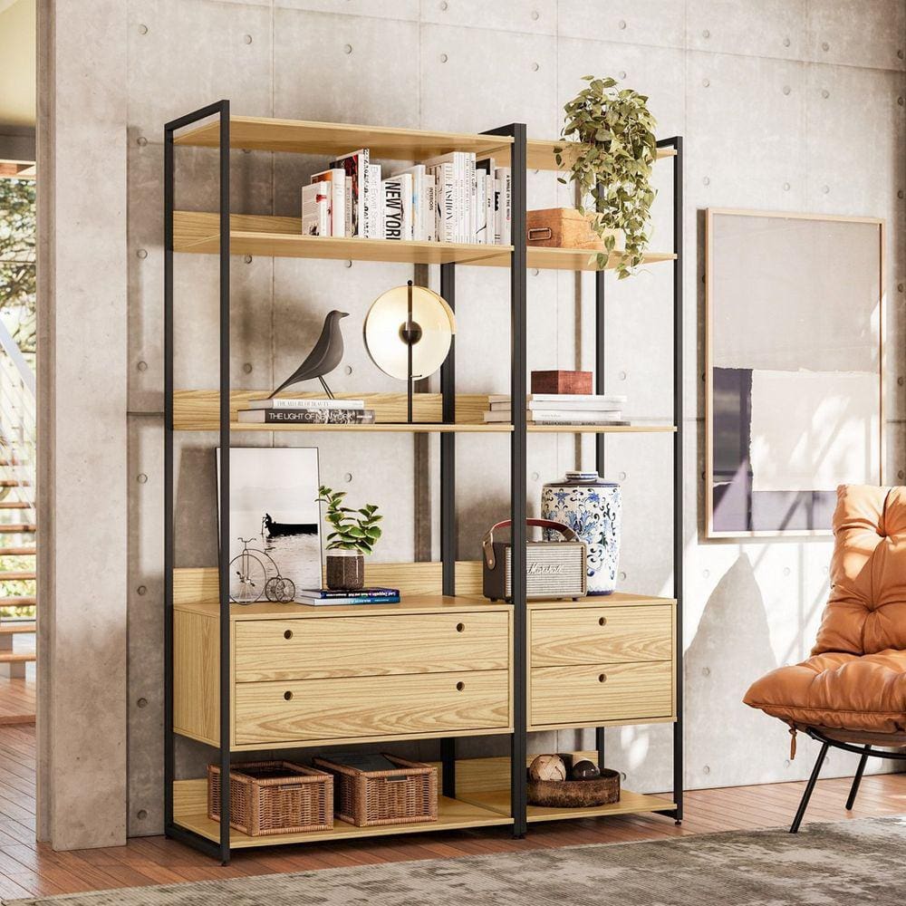 Estante para Livros Modulado Industrial 4 Gavetas 10 Prateleiras Olivar Pinus