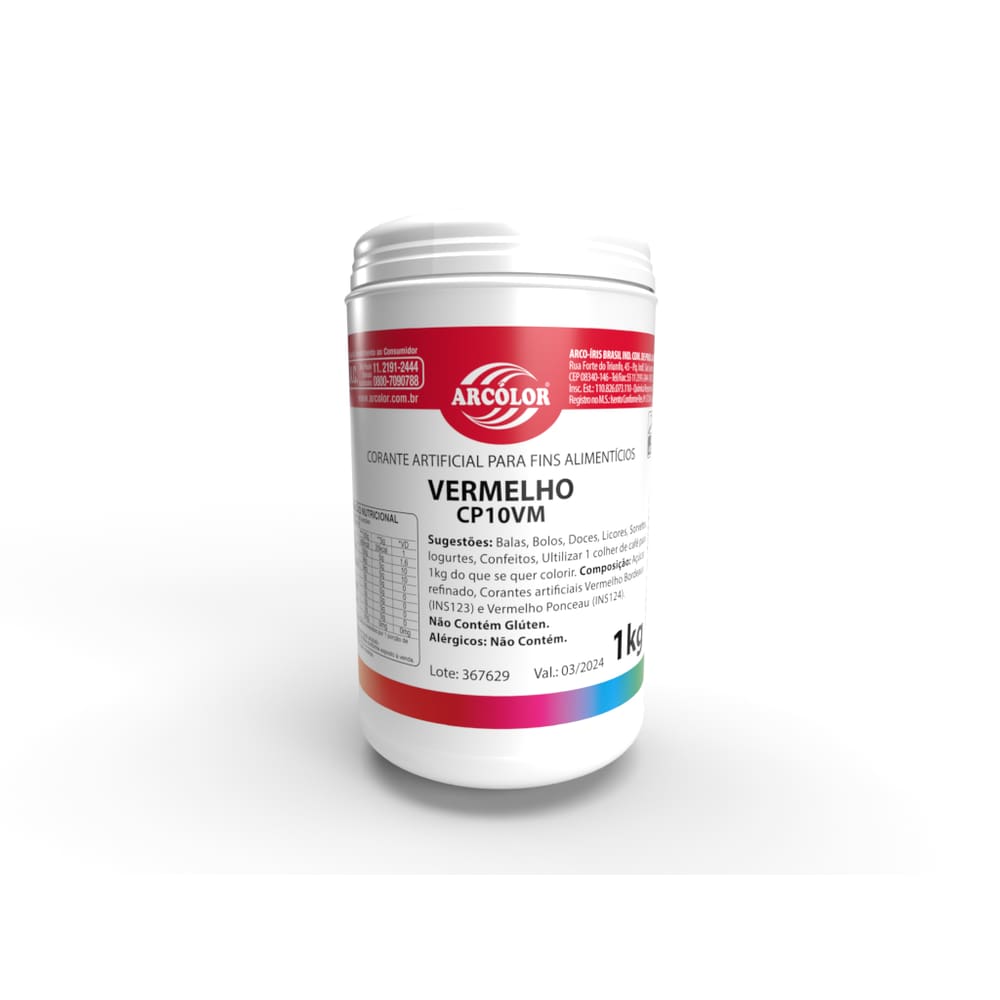 Corante Em Pó Vermelho 1kg  -  Arcolor