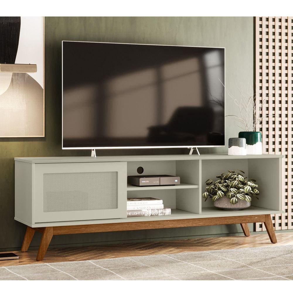 Rack Retrô para TV até 60 Polegadas 1 Porta Panama Olivar Móveis Off White