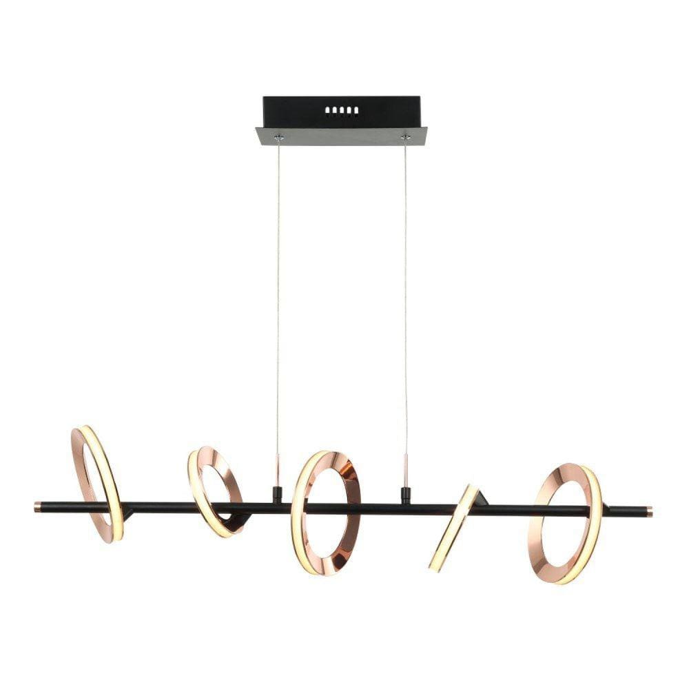 Pendente 85x84,5x84,5cm Ginga BB011 Bella Iluminação Rose Gold/Preto