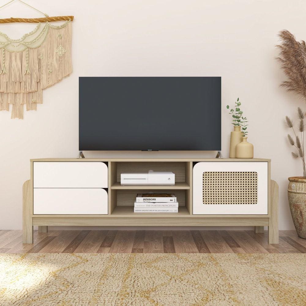 Rack para Tv até 60 Polegadas 1 Porta 2 Gavetas Canadá Marromle/Branco