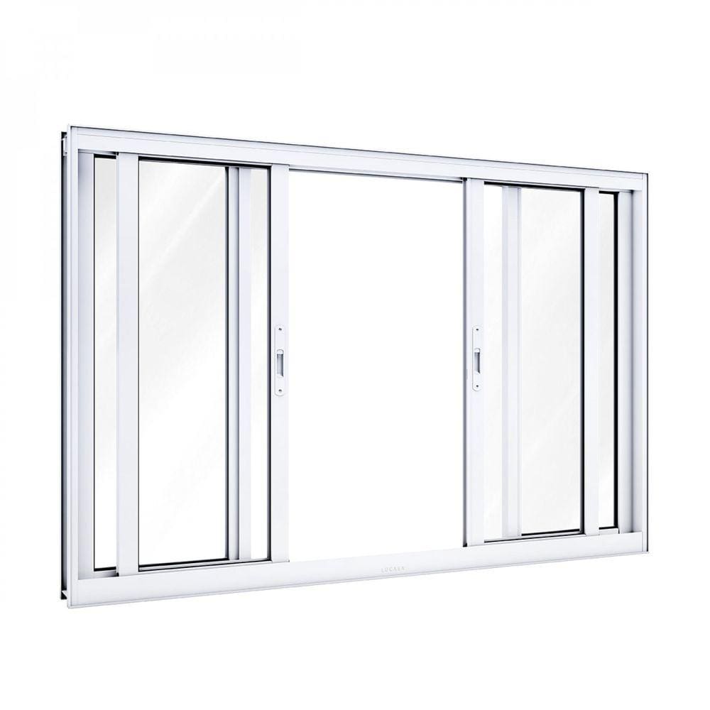 Janela de Alumínio de Correr 120x150cm 4 Folhas Lucasa Alumínios Branco