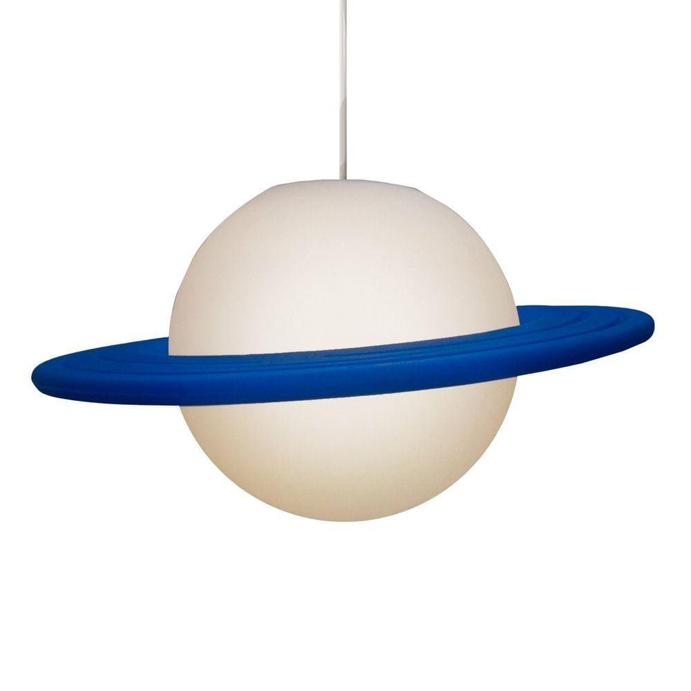 Luminária Pendente Decorativa Saturno Branco/Azul