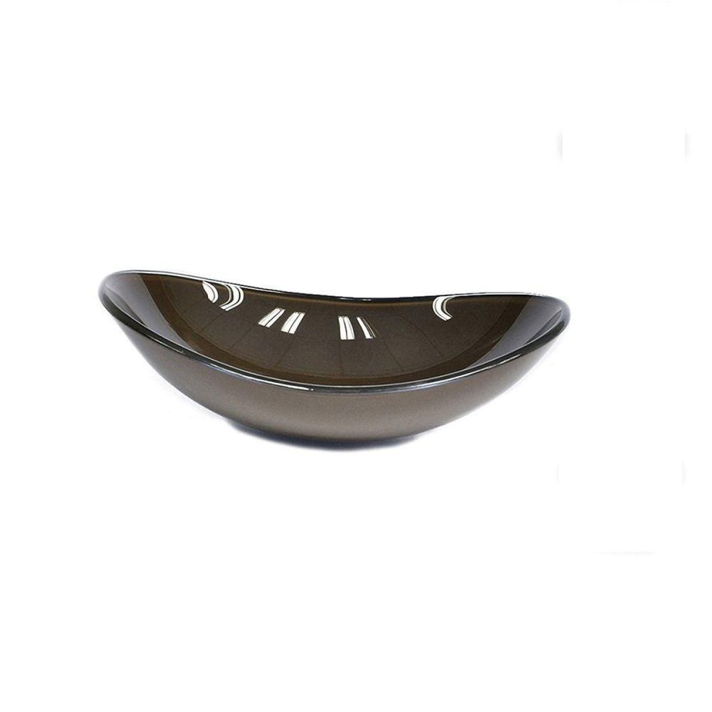 Cuba de Vidro para Lavatório Oval 55cm Marrom