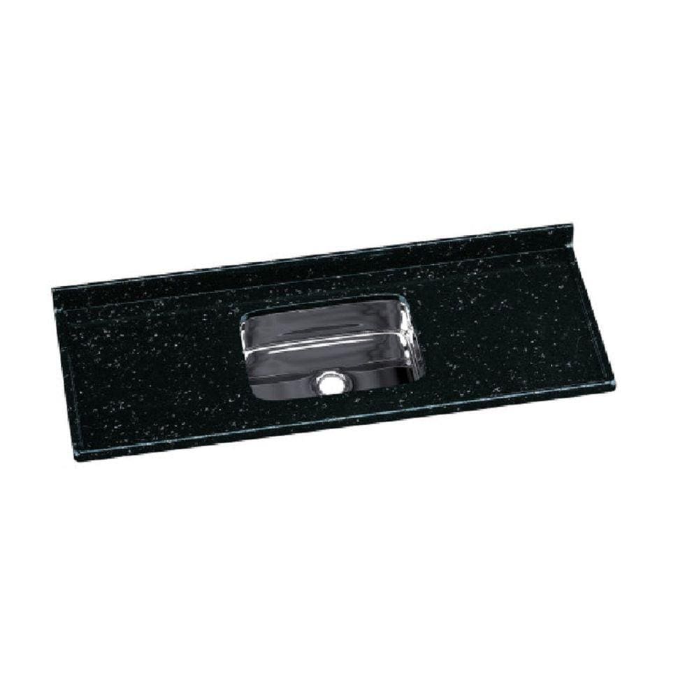 Pia para Cozinha em Mármore Sintético com Cuba em Aço Inox 140cmx55cm Aj Rorato Preto
